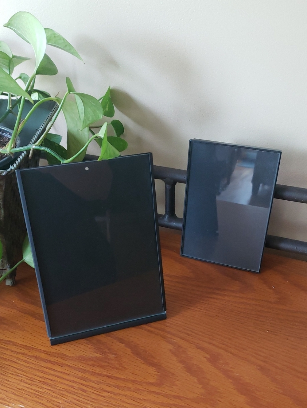 Modern Black Photo Frames - Set of 2- Coordinating 5x7 Tabletop & 4x6 Wall